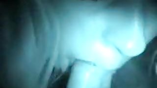 Hot blonde bitch gives a sexy pov blowjob in the d...