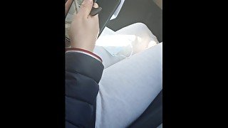 Step mom fucked in the car in petrol station by step son