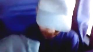 Latina girl sucks off her bf's cock in a bus