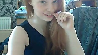 Sweet and slender gingerhead teen masturbates on webcam