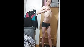 Showing off my very skinny body while stretching out my thin arms