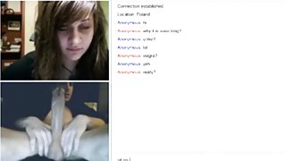 Dude shows off his split cock to girls on omegle