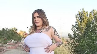 Tattooed amateur cowgirls get flirty in outdoors interview compilation