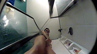 Kirsten Price showers with an underwater camera