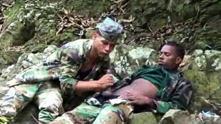 Uniformed twinks munching on army meat