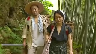 Passionate Japanese couple strip and get their freak on outdoors
