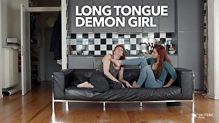 Long Tongue Demon Girl: tongue and feet fetish with Saara Rei