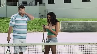 Missy Martinez falls to her tennis game buddy and fuck hardcore