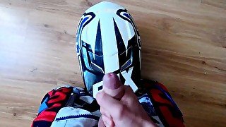 18 years old boy in MX gear cum on Fox helmet