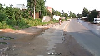 Cute girl fucking on the road in public