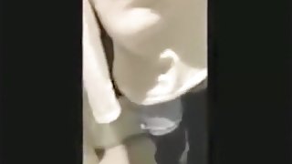 Asian girl has sex with her bf in a public toilet