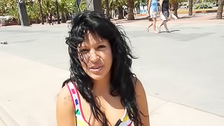 Soaking wet Latina pussy rides the fat cock hard