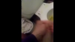 POV Pissing and Cumming in Public Restroom