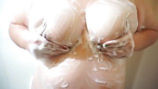 Latina Soapy Boob Massage In The Shower