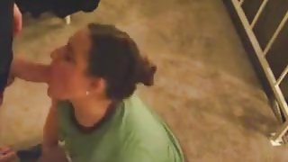 Obese girlfriend opens her face hole cum