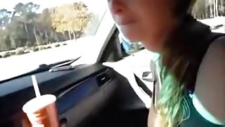 girl Blows and Rims in the Front Seat
