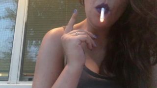 Sexy Brunette Teen Babe Smoking Cigarette