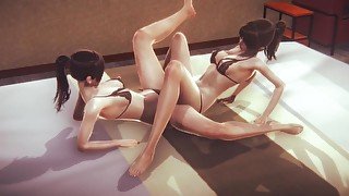 Asian lesbian Scissoring With Best Friend