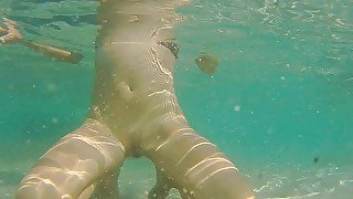 Island FUCK adventure & underwater sperm liking from vagina