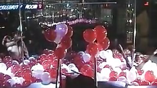 Pole dance and lesbian show with balloons