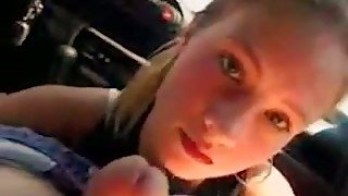 Blond haired hooker sucked my buddy's dick right in his car