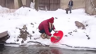 Things get hot in the snowy winter when he pounds her hard