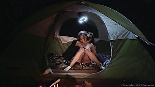 Camping outdoors lesbian sex with girls Alexis Fawx and Cecilia Lion