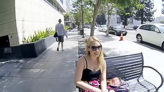 Blonde gets a ride home then gives her a hardcore ride