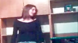 Brunette girl has to flash her big boobs due to a lost bet