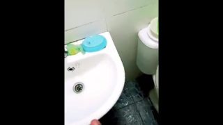 Indian Big Dick Guy Hand Job & Piss in Office Bathroom