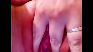 Flashing and teasing trimmed pussy and clit after intense masturbation
