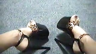 8 inch leopard platform stripper heels leg show