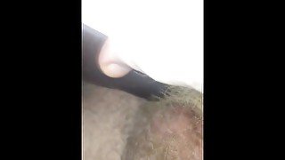 Fuck extremely tight pussy with hairbrush