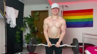 18 year old boy working out at home shirtless 