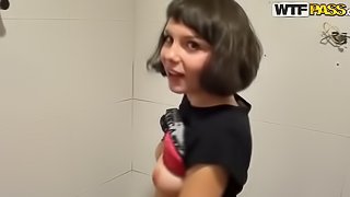 Young Meat Whore Takes Some In The Bathroom