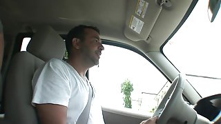well-hung guy meets a stunning blonde amateur teen and fucks her in the van