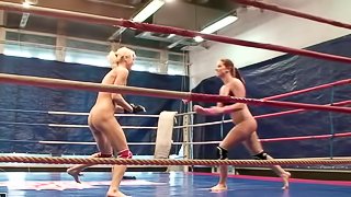 Lesbo Action In The Ring With Blonde & Brunette