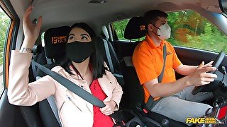 Quickie fucking in the car during drivers test for Lady Dee