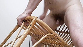 Straight guy ass fucked loud by huge cock on chair - dildo, a2m