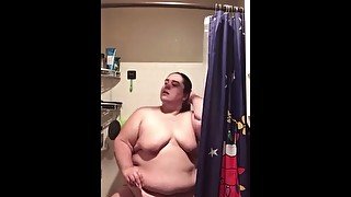 BBW Masturbates Fat Pussy In Best Friends Shower (BODY SHAKING ORGASM)