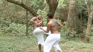 Tattooed black guy gets ass fucked by his sparring partner