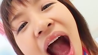 Japanese maid obeying some cocks