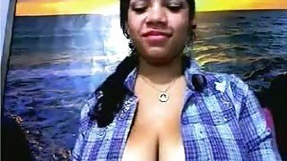 Amateur and hot Indian webcam chick with really big natural breasts