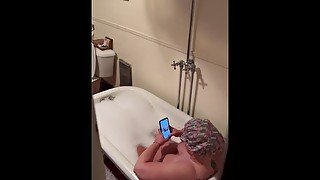 Big booty milf takes a bath and gets pounded by onlooker