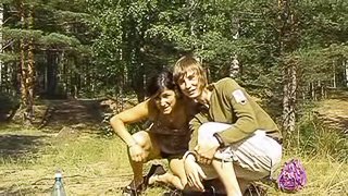 Horny chick Mary has doggy style sex with her BF in the forest