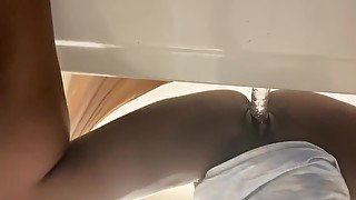 Pretty Chocolate pussy riding icicle POV