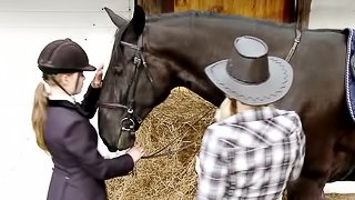 Lesbian Babes Have Fun Eating One Another Out In The Stable