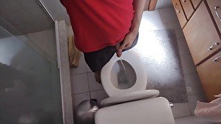 twink peeing in grandmas toilet  recorded from the top