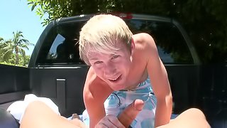 Blond fairy blows and gets his ass torn up in the street
