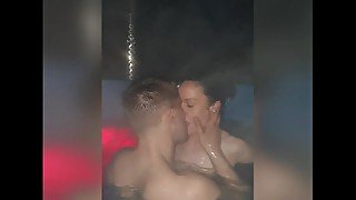 A young hotwife is caught with a neighbor in a hot tub. 8:34 best feeling when he does it.